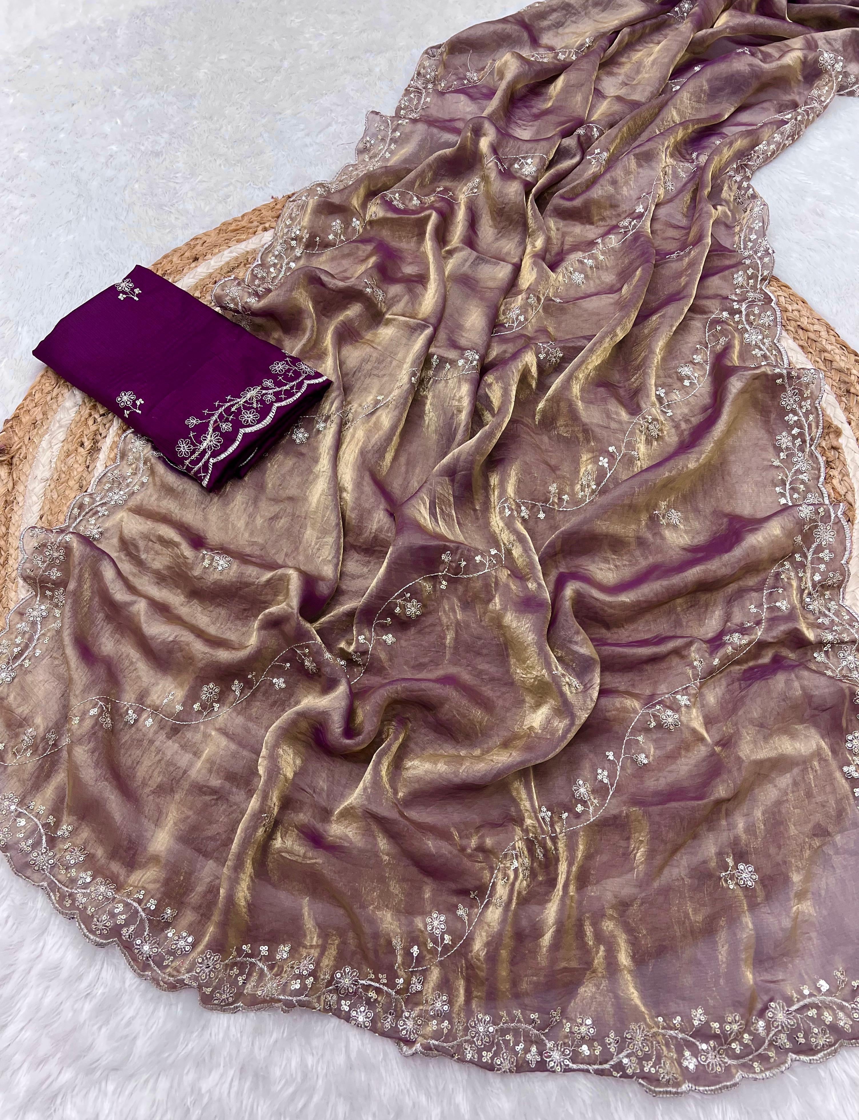 Manjari Tissue Silk Purple Saree