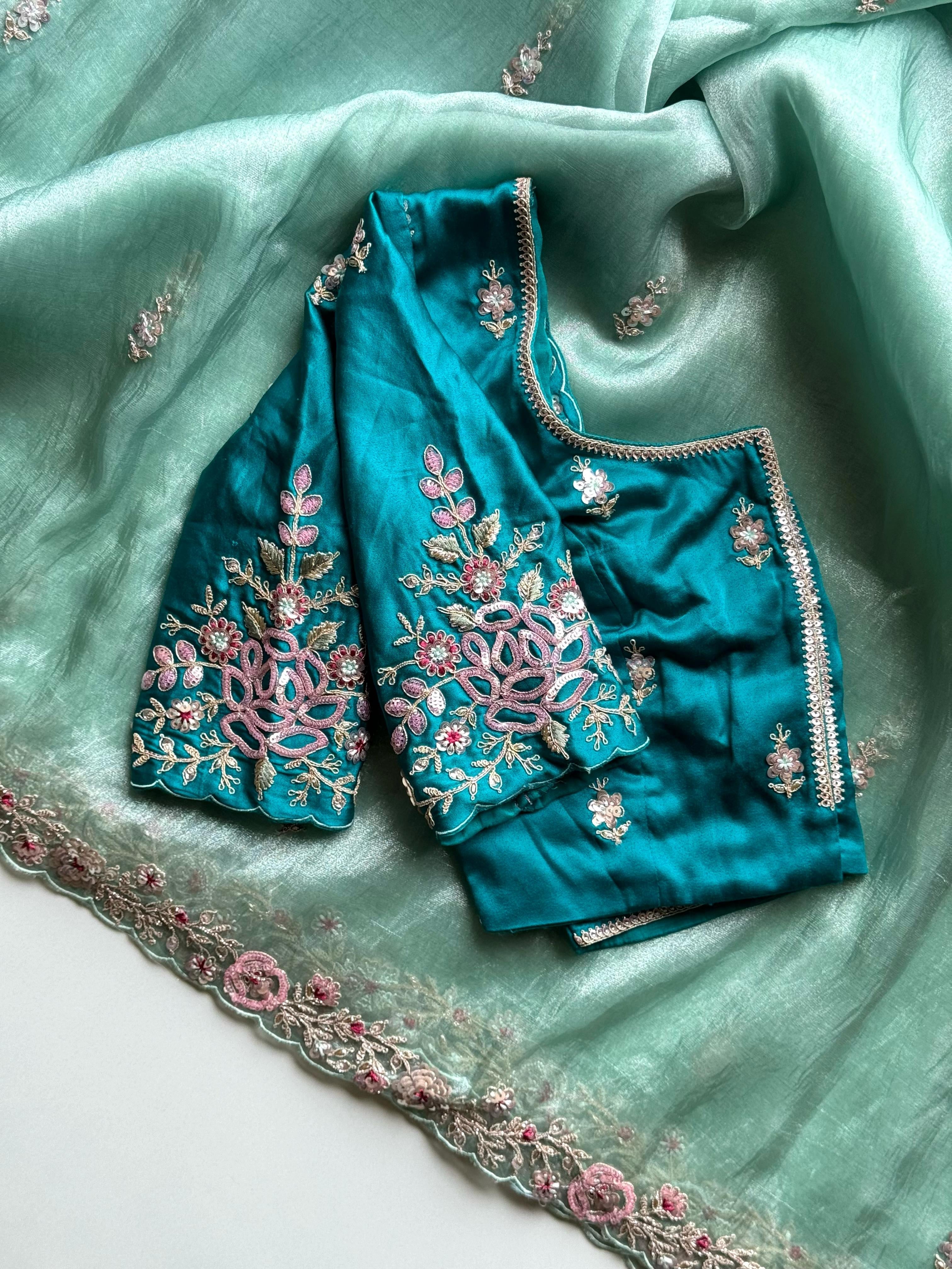 Saheli Sage Tissue Saree