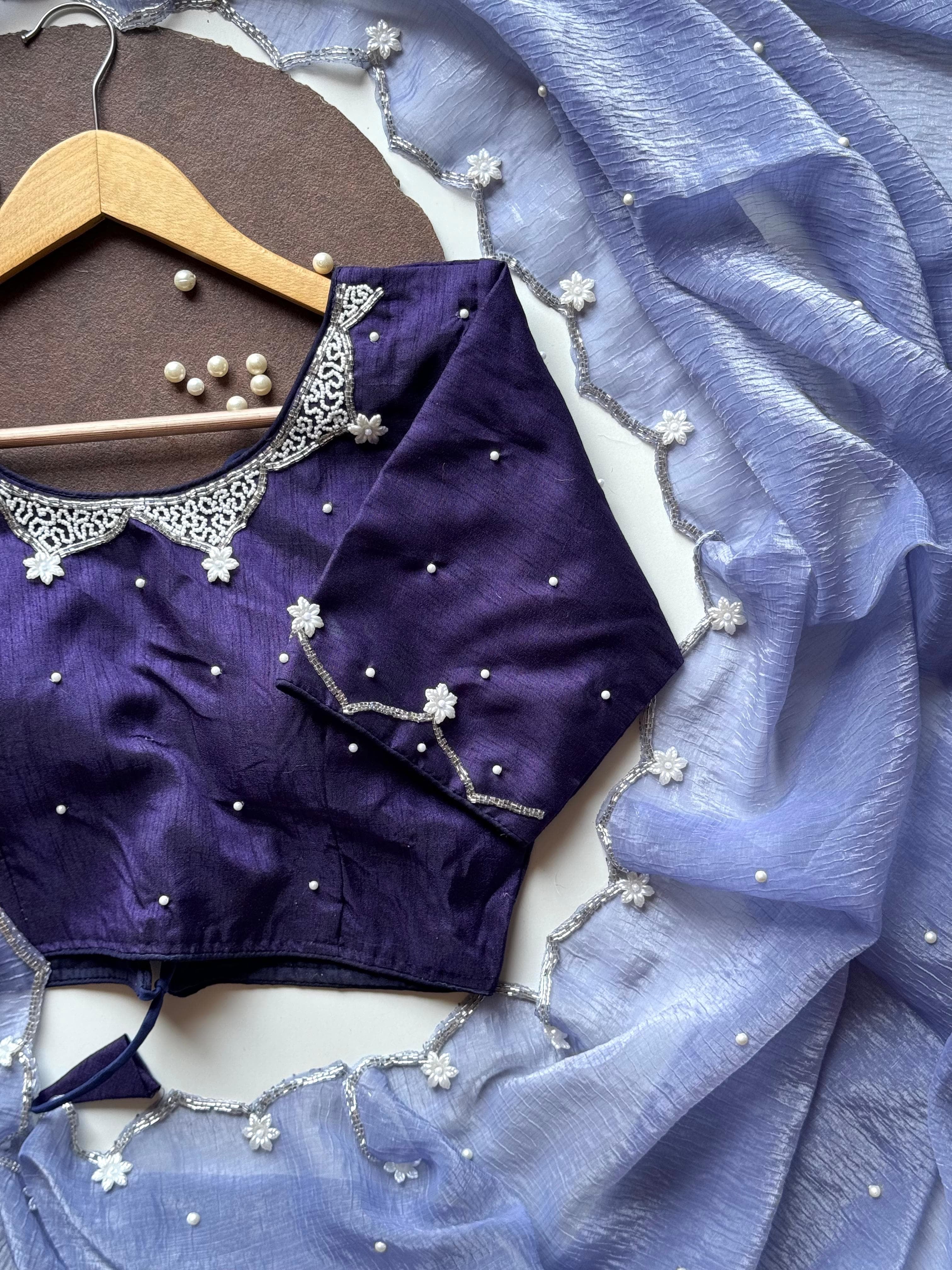 Pearls on Lavender Saree