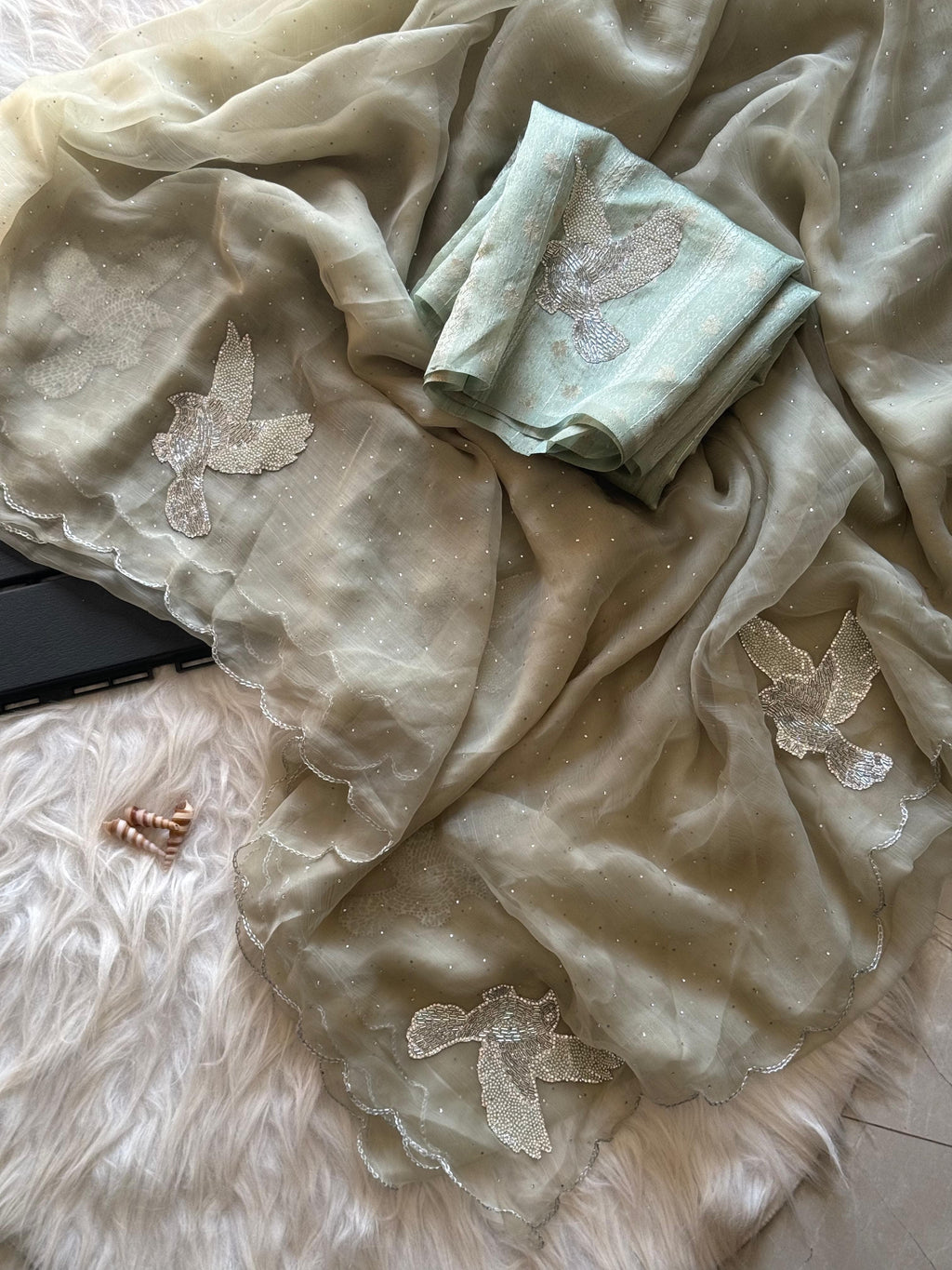 Panchi Powder Blue Saree