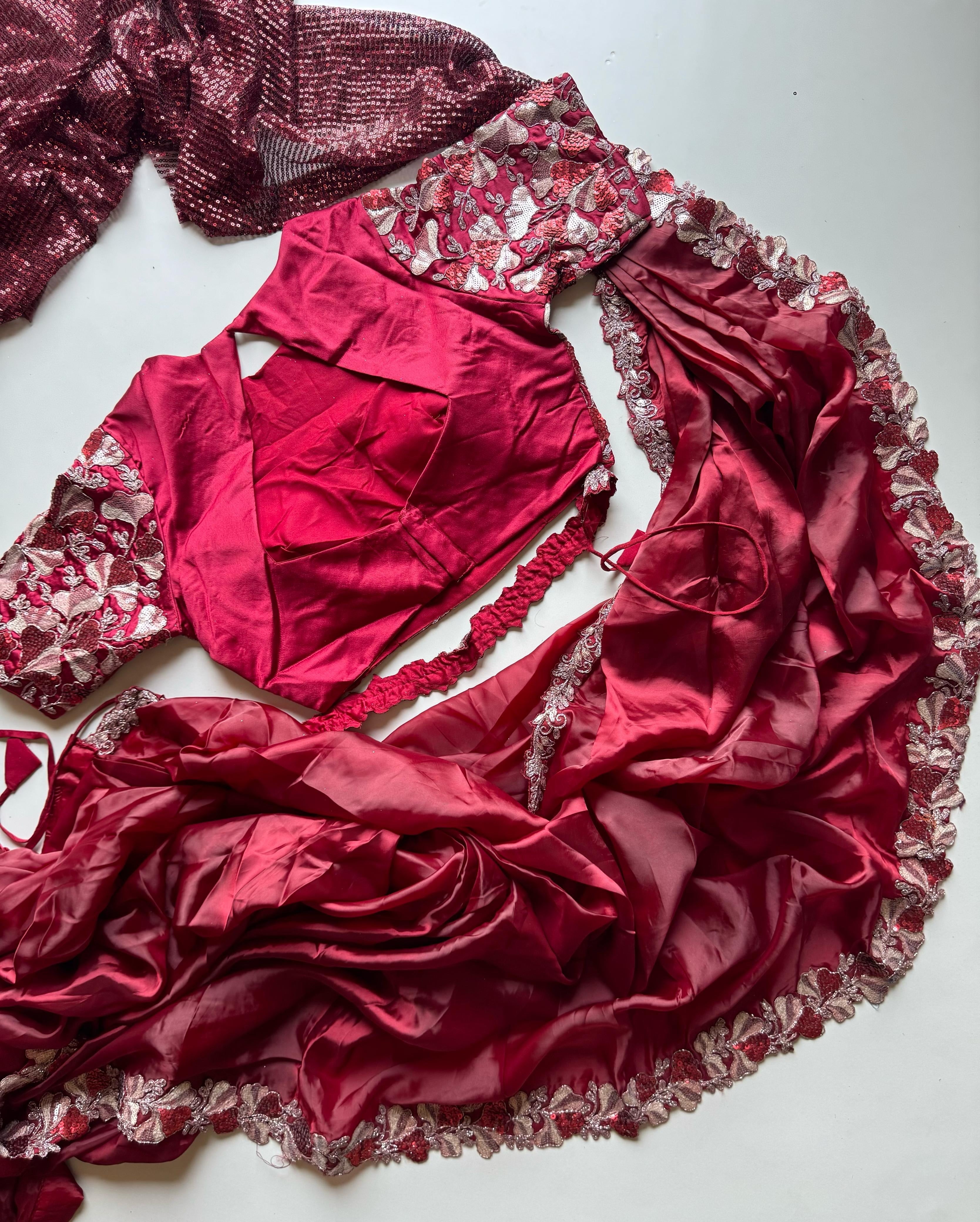 Surkh Laal Embellised Saree (Pre-Draped)