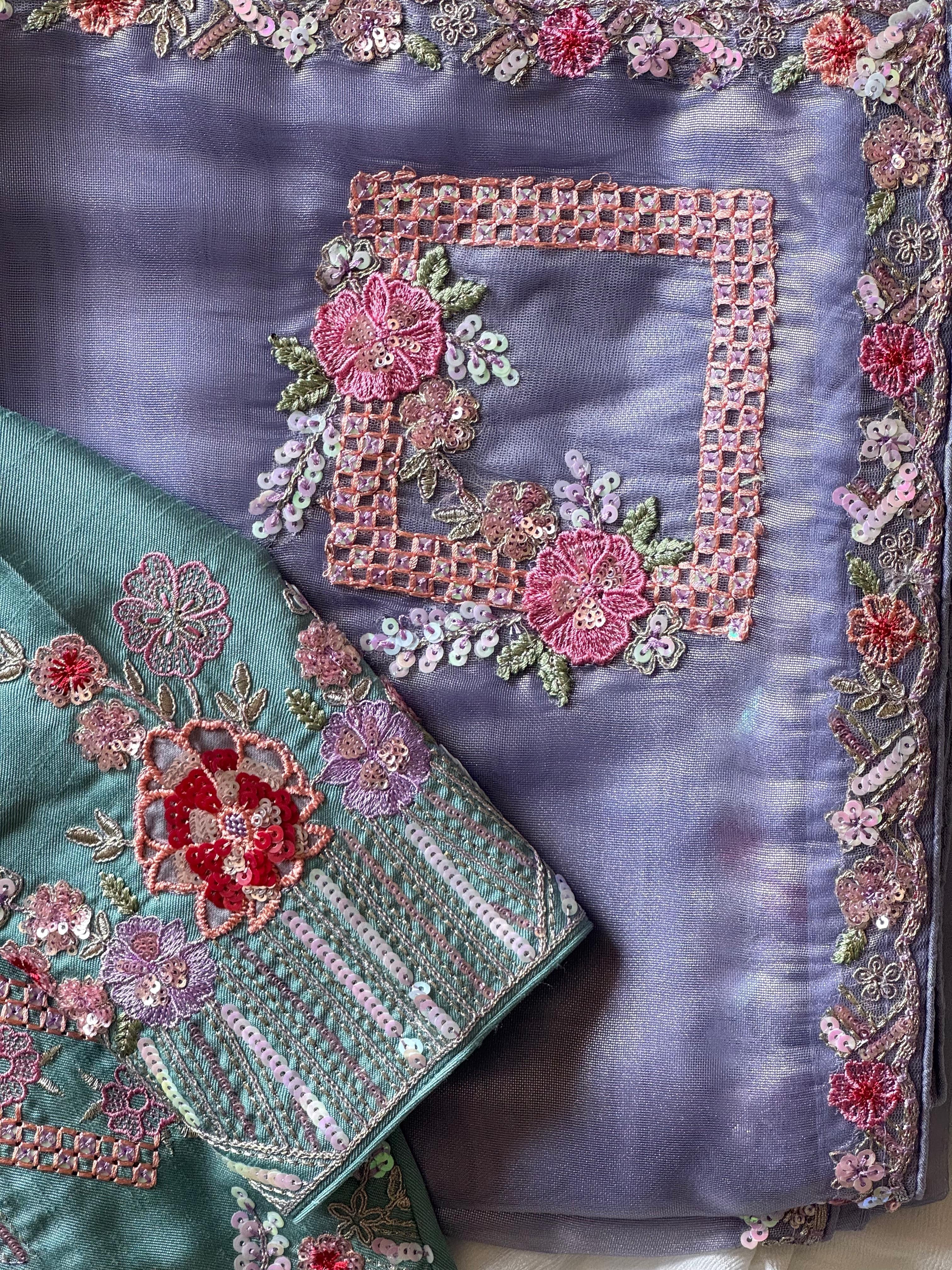 Pankhuri Ivory Embellished Saree