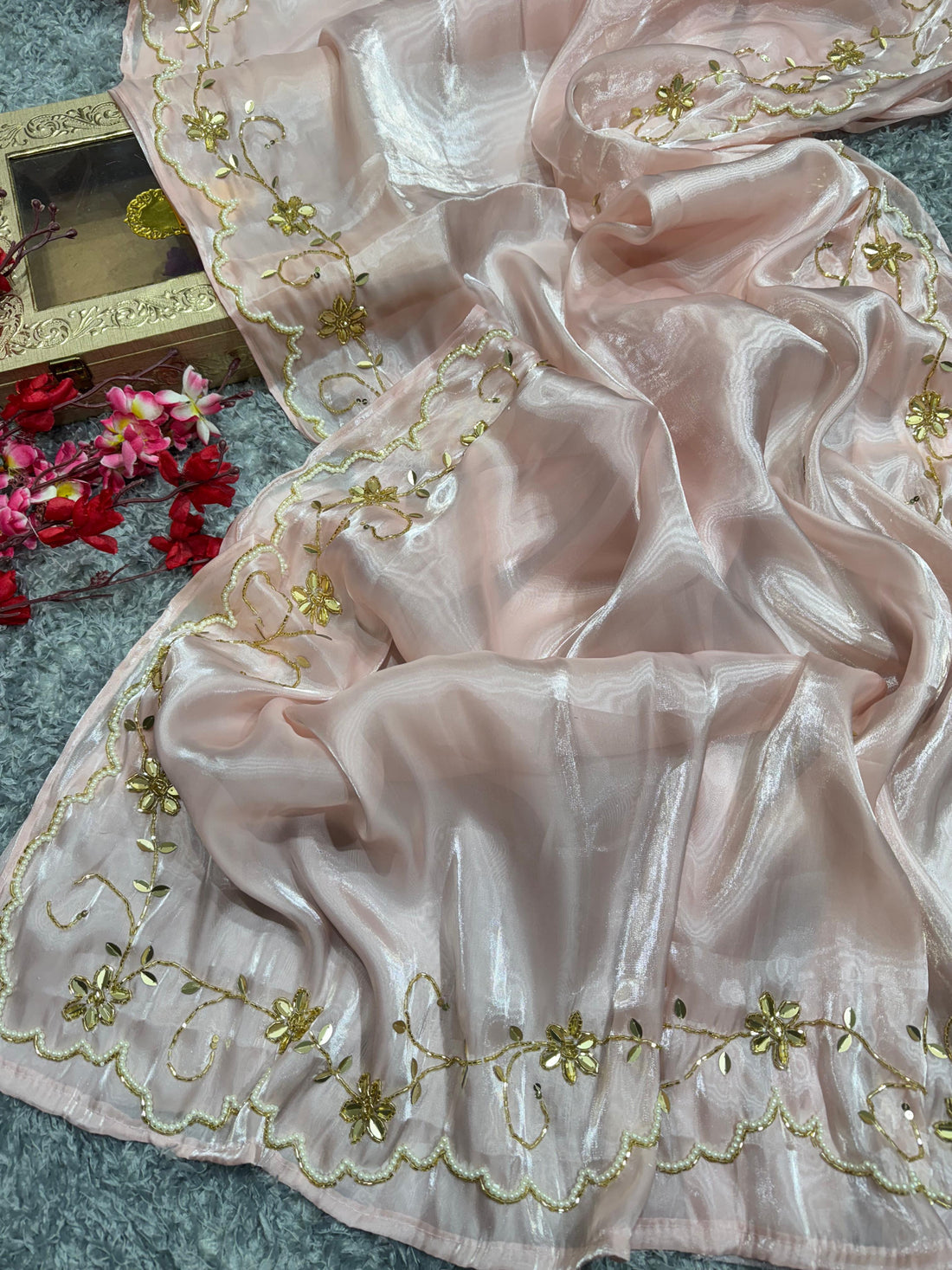 Aurelia Pink Embellished Saree