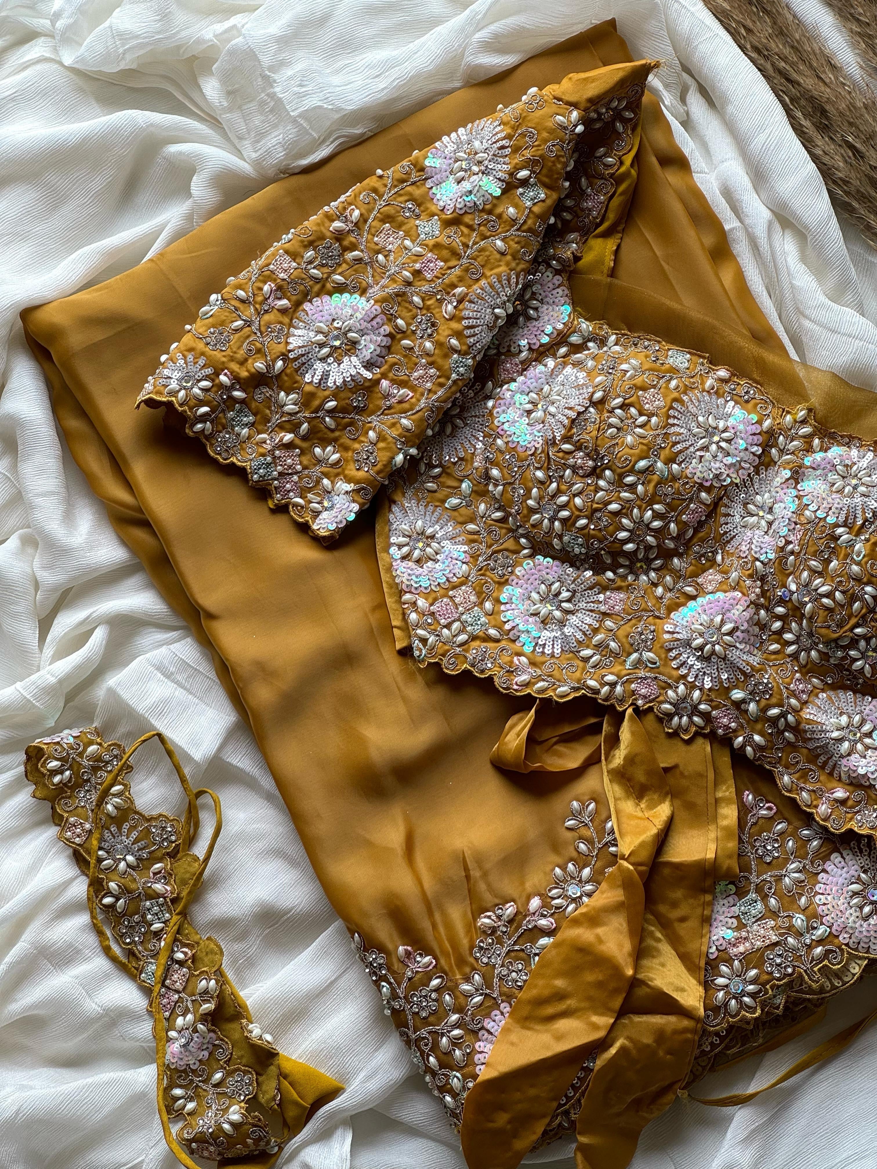 Mustard Princess Saree (Pre-Draped)