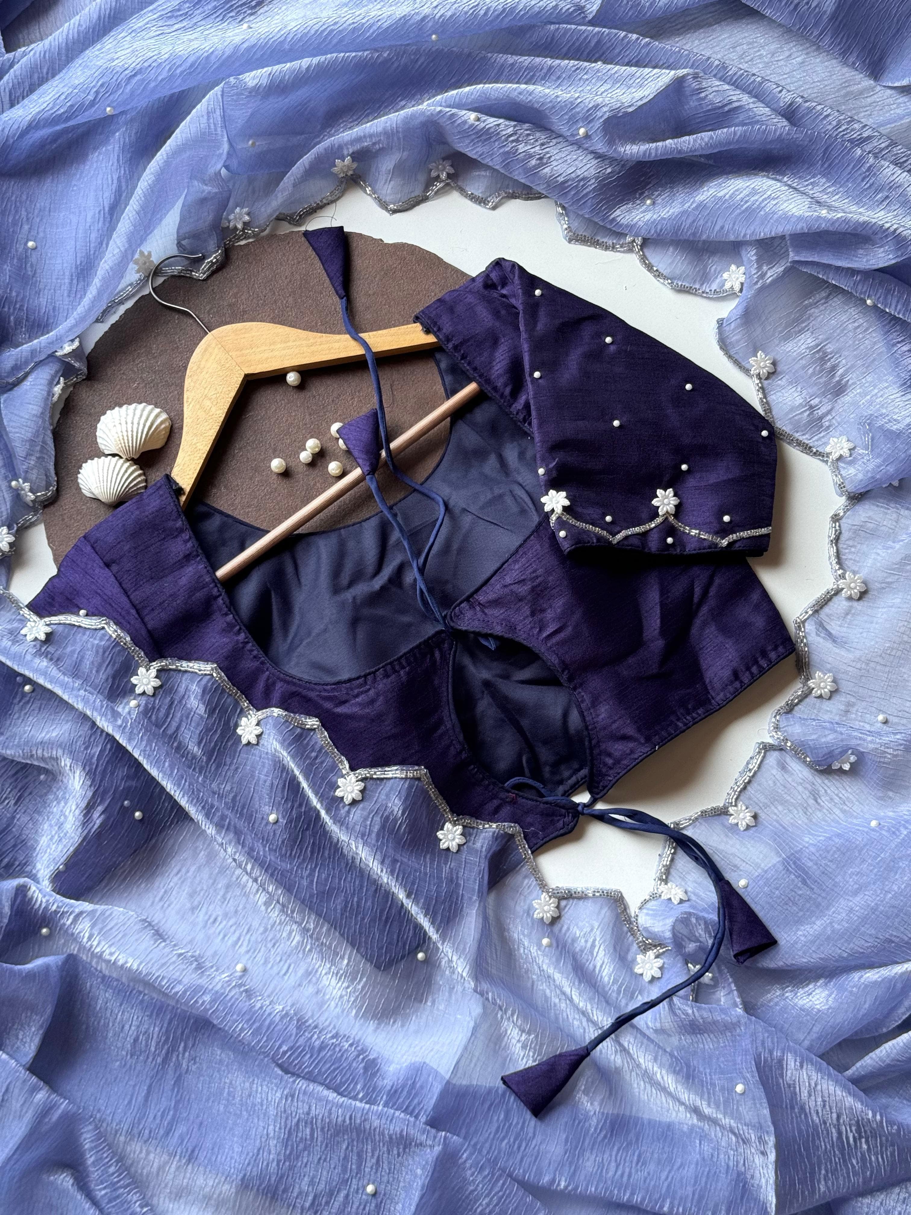 Pearls on Lavender Saree