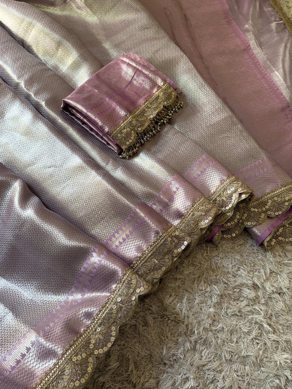 Dil Lavender Banarasi Silk Saree
