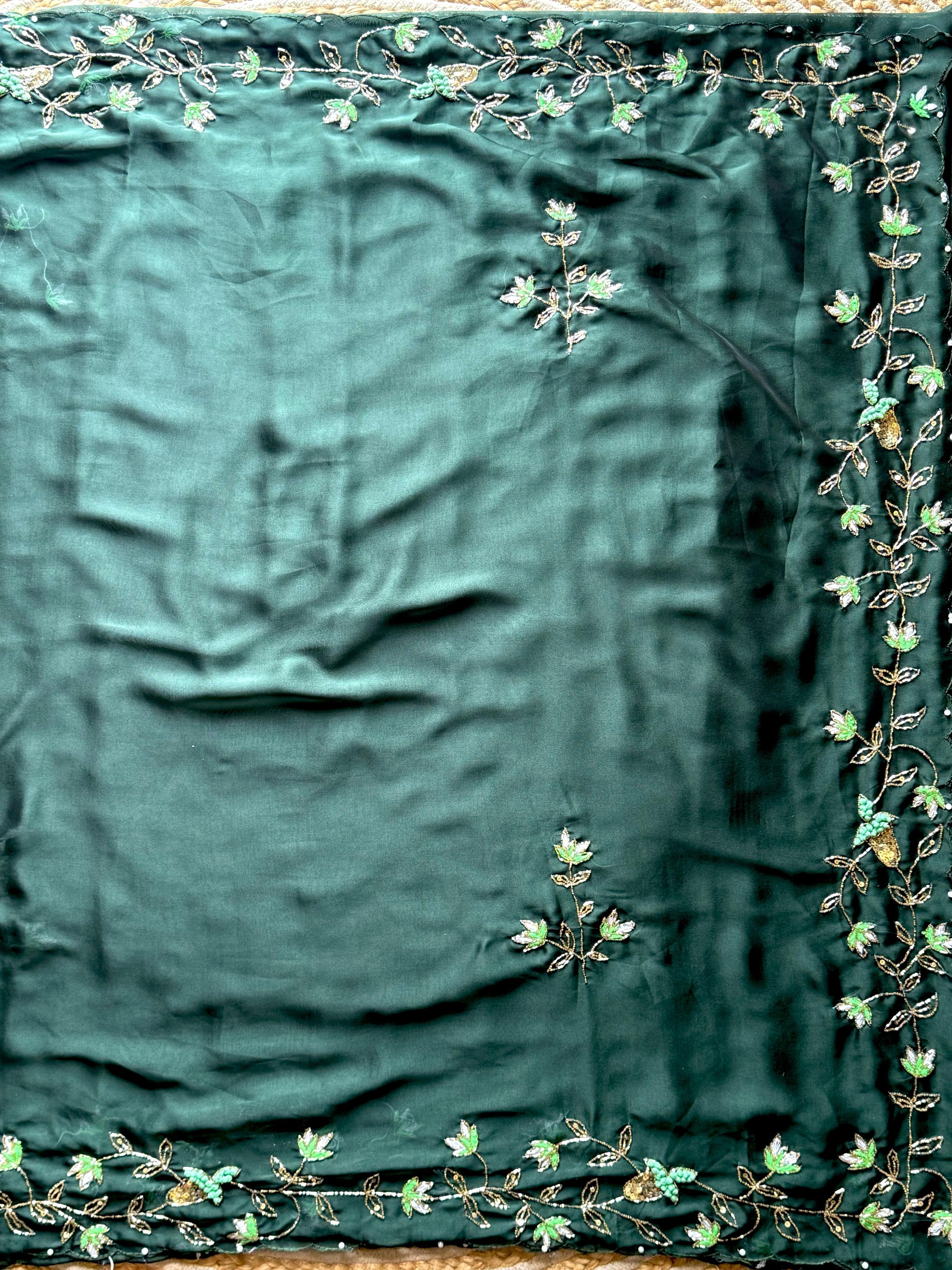 Precious Vintage Green Saree