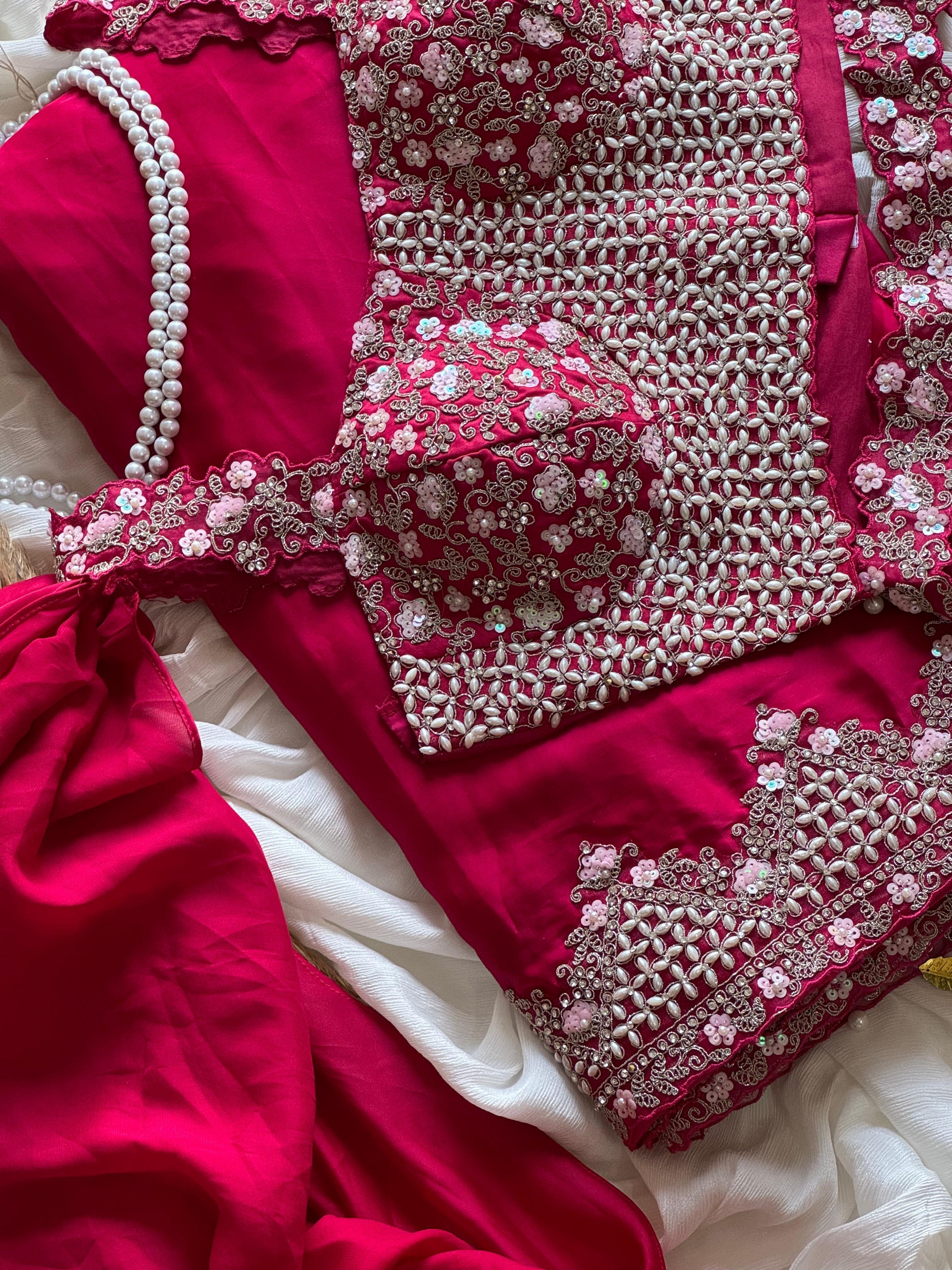 Pankhuri Ivory Embellished Saree