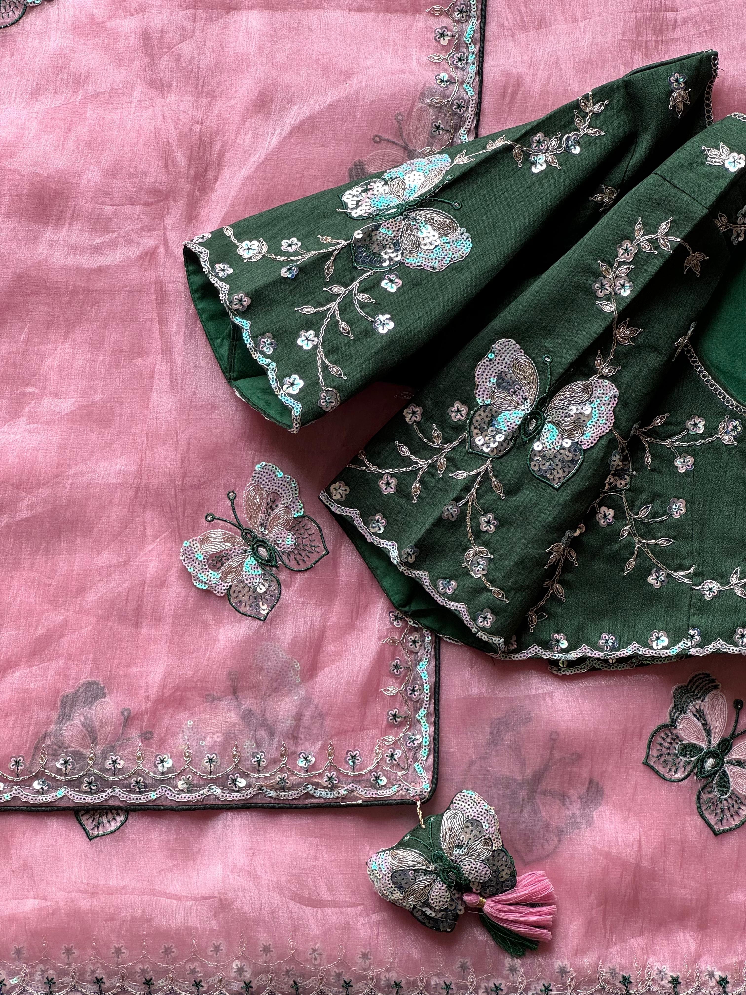 Pankhuri Pink Embellished Saree