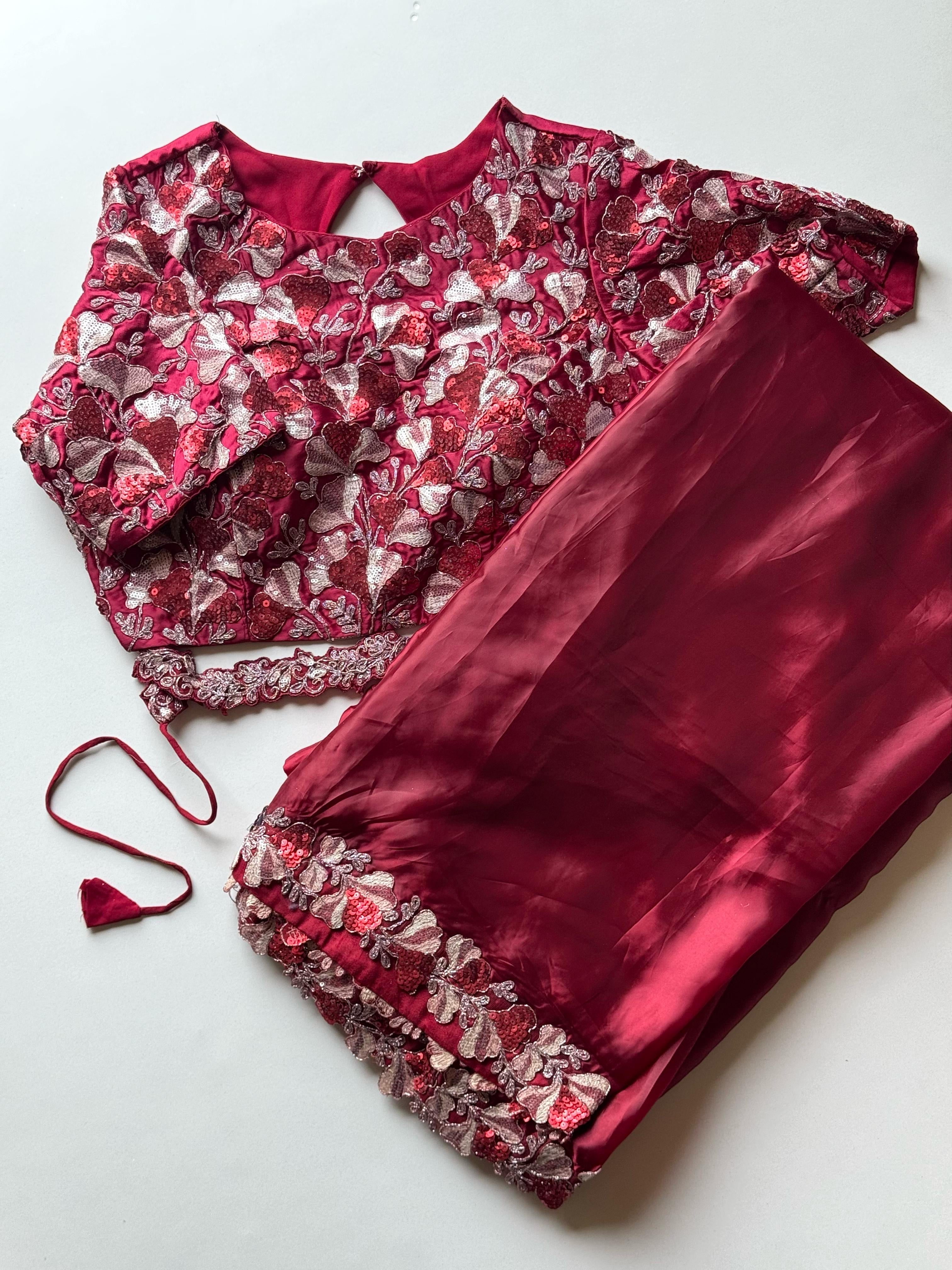 Surkh Laal Embellised Saree (Pre-Draped)