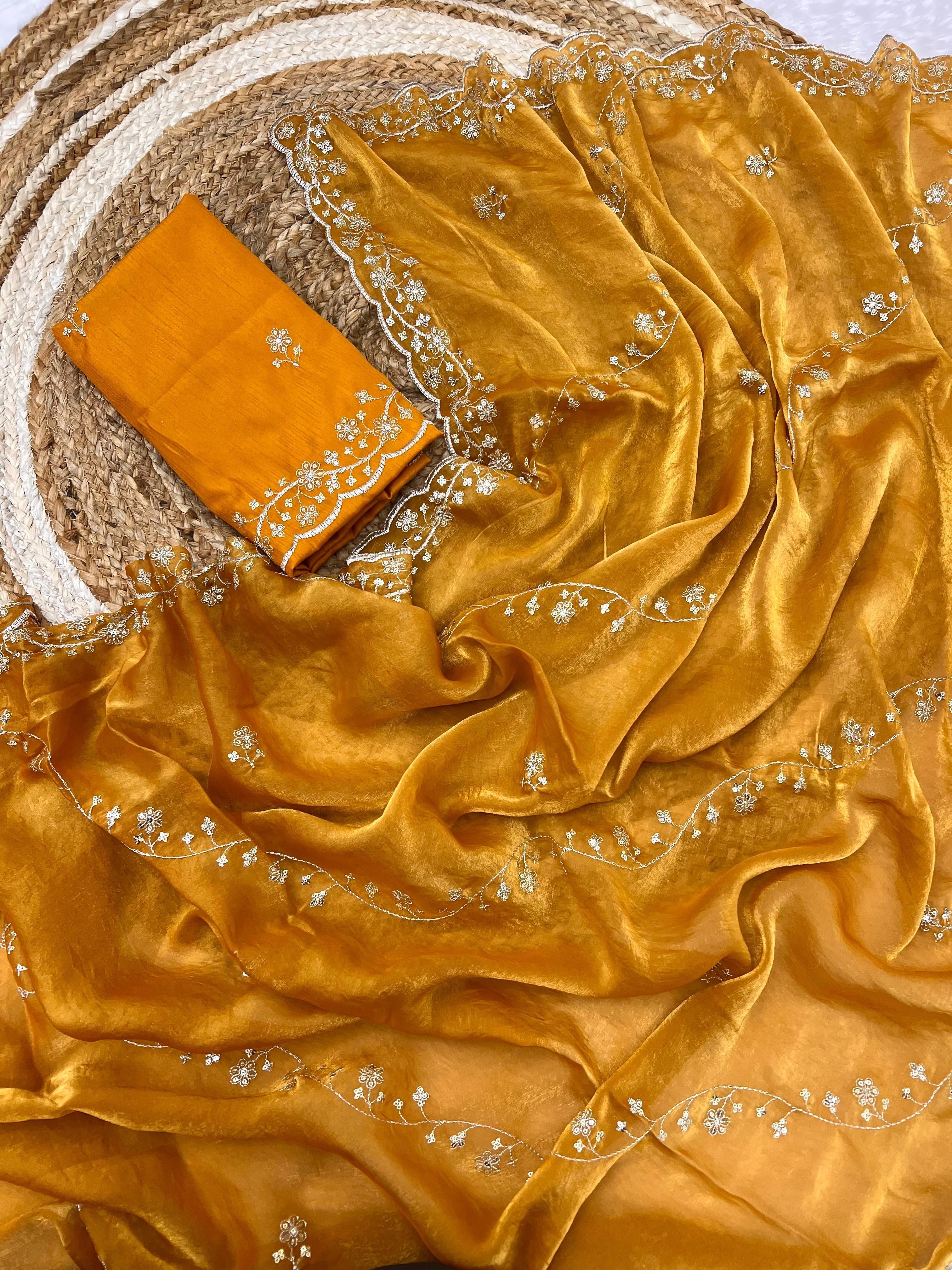 Manjari Tissue Silk Mustard Saree