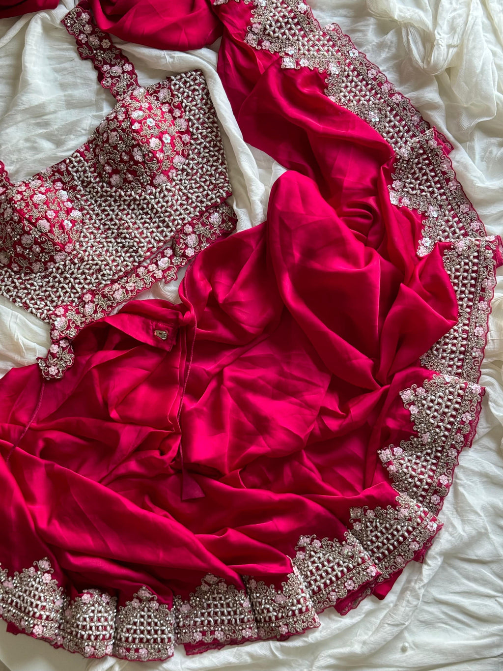 Pankhuri Ivory Embellished Saree