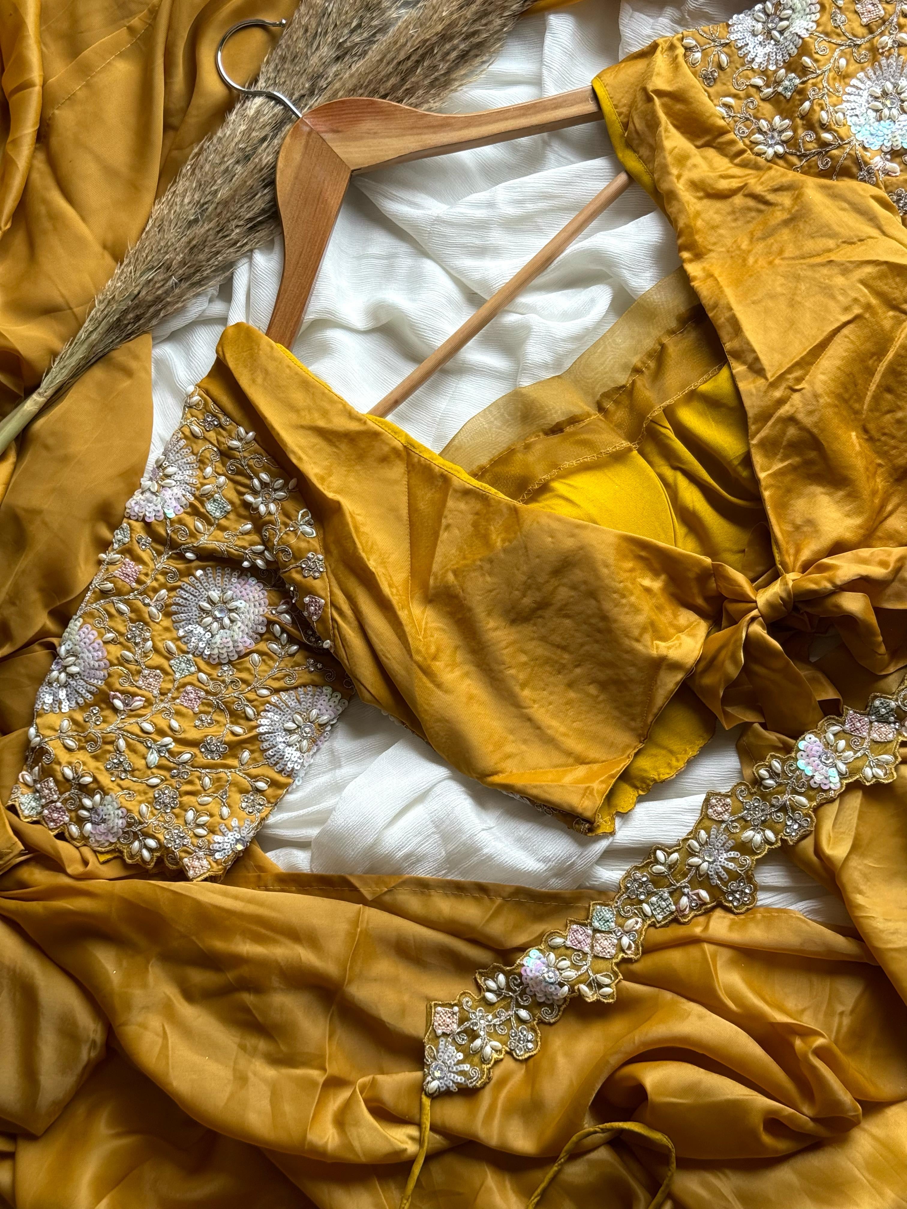Mustard Princess Saree (Pre-Draped)