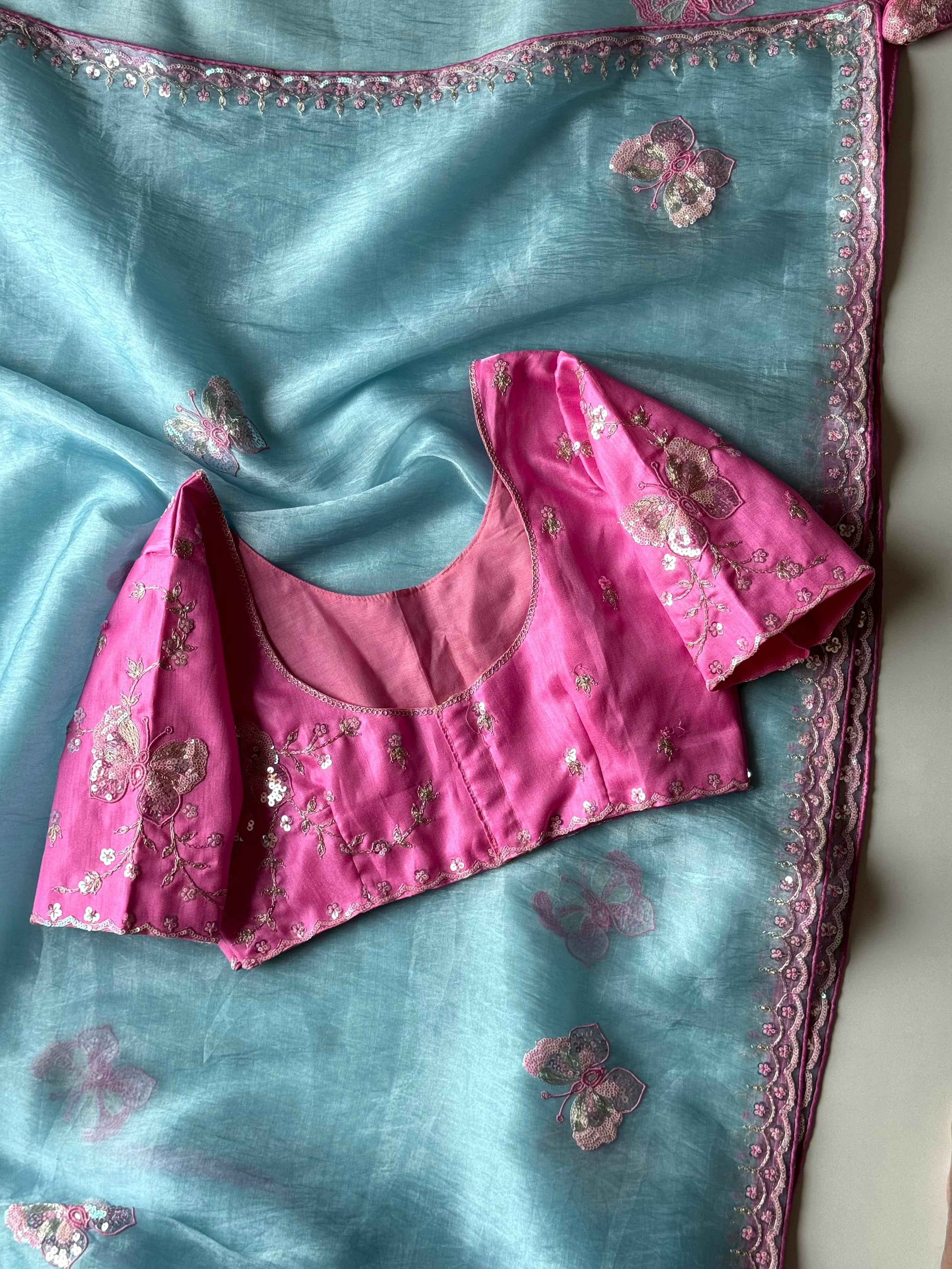 Pankhuri Sky Embellished Saree