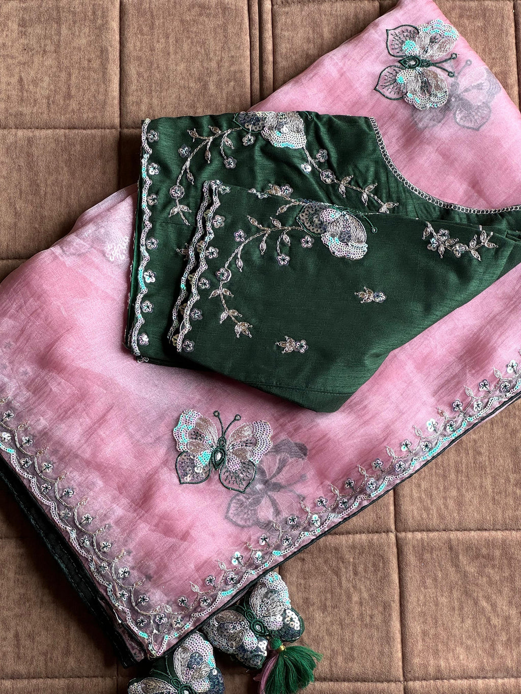 Pankhuri Pink Embellished Saree