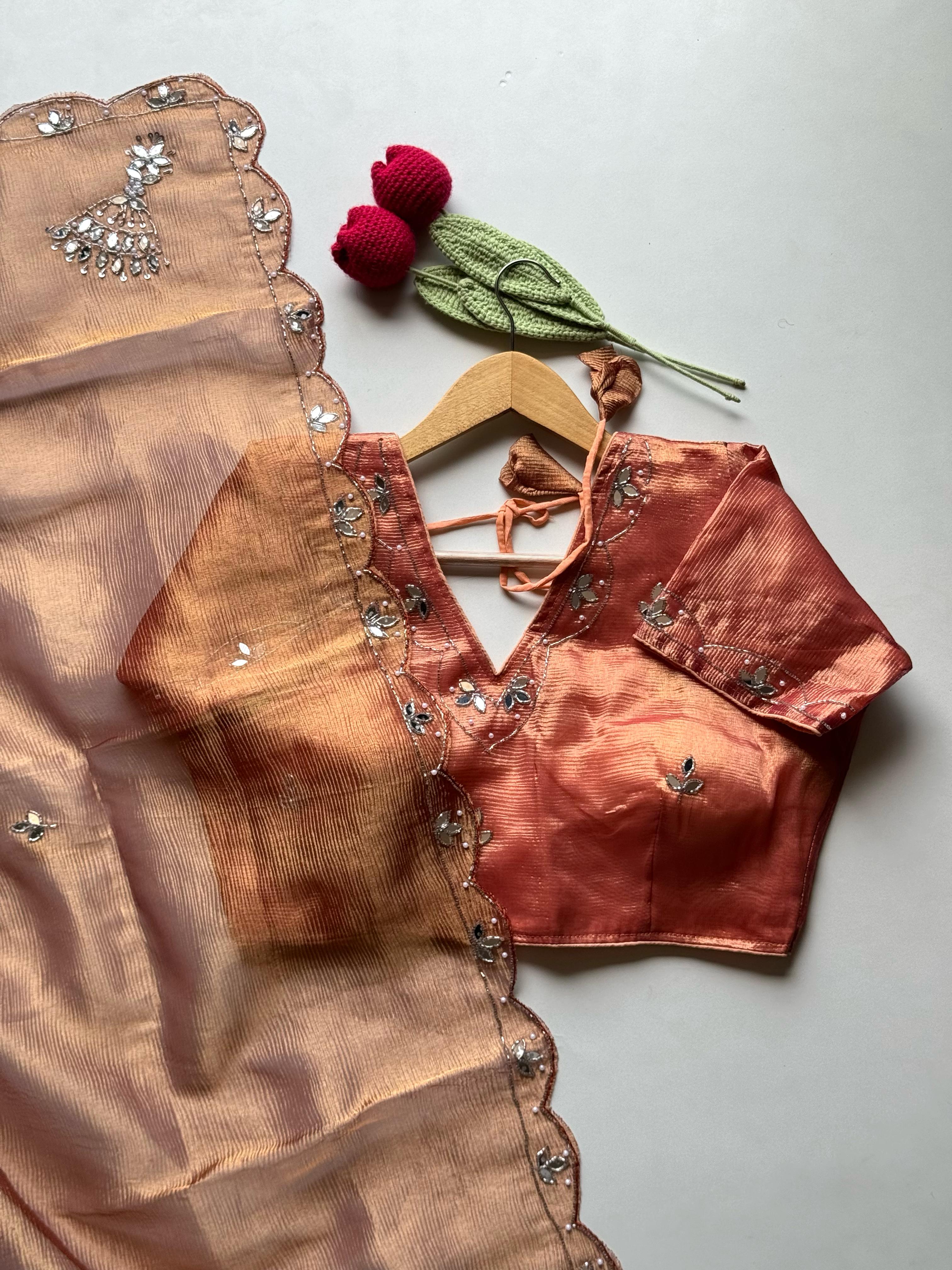 The Regalia Rust Orange Saree