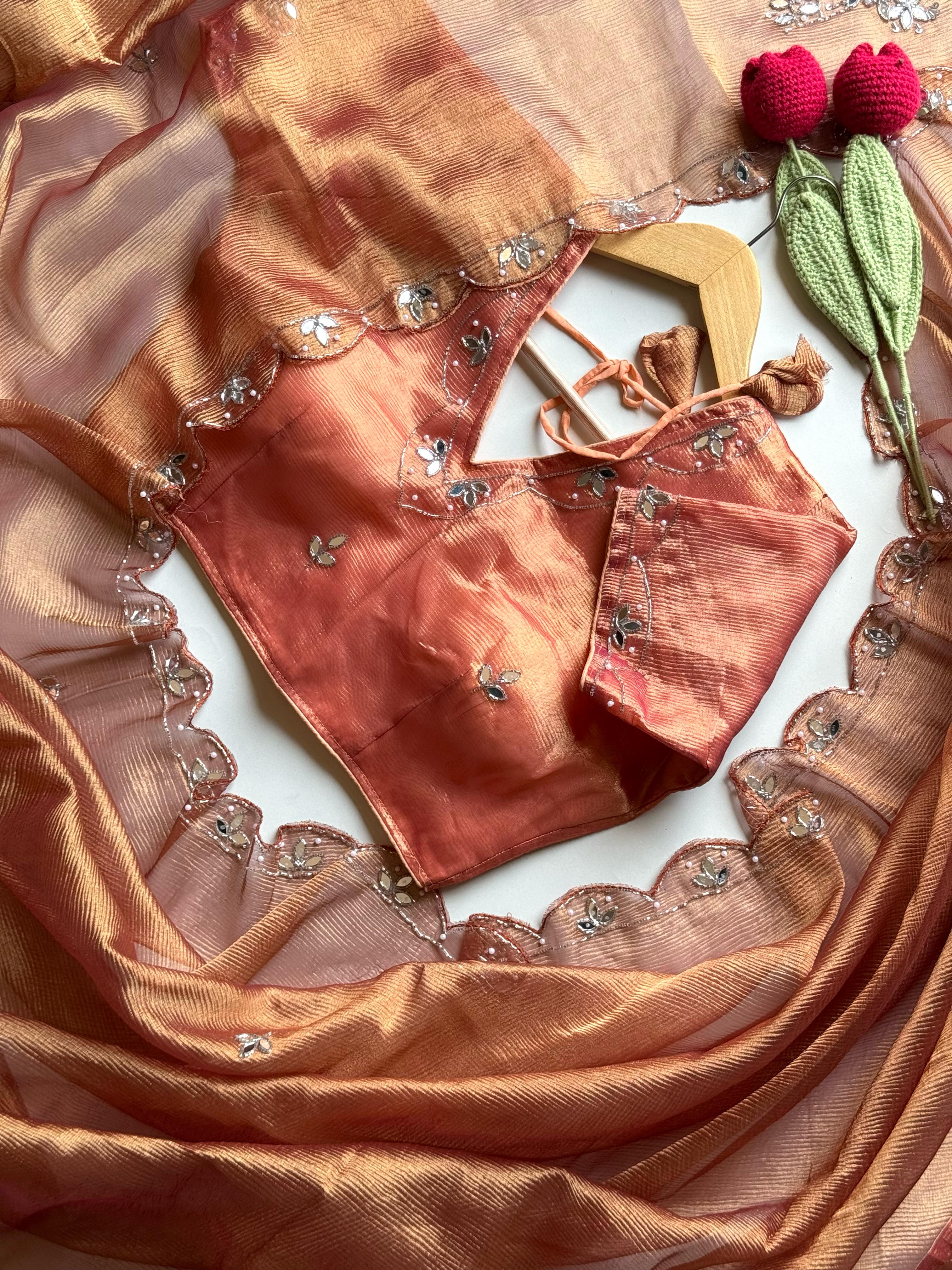 The Regalia Rust Orange Saree