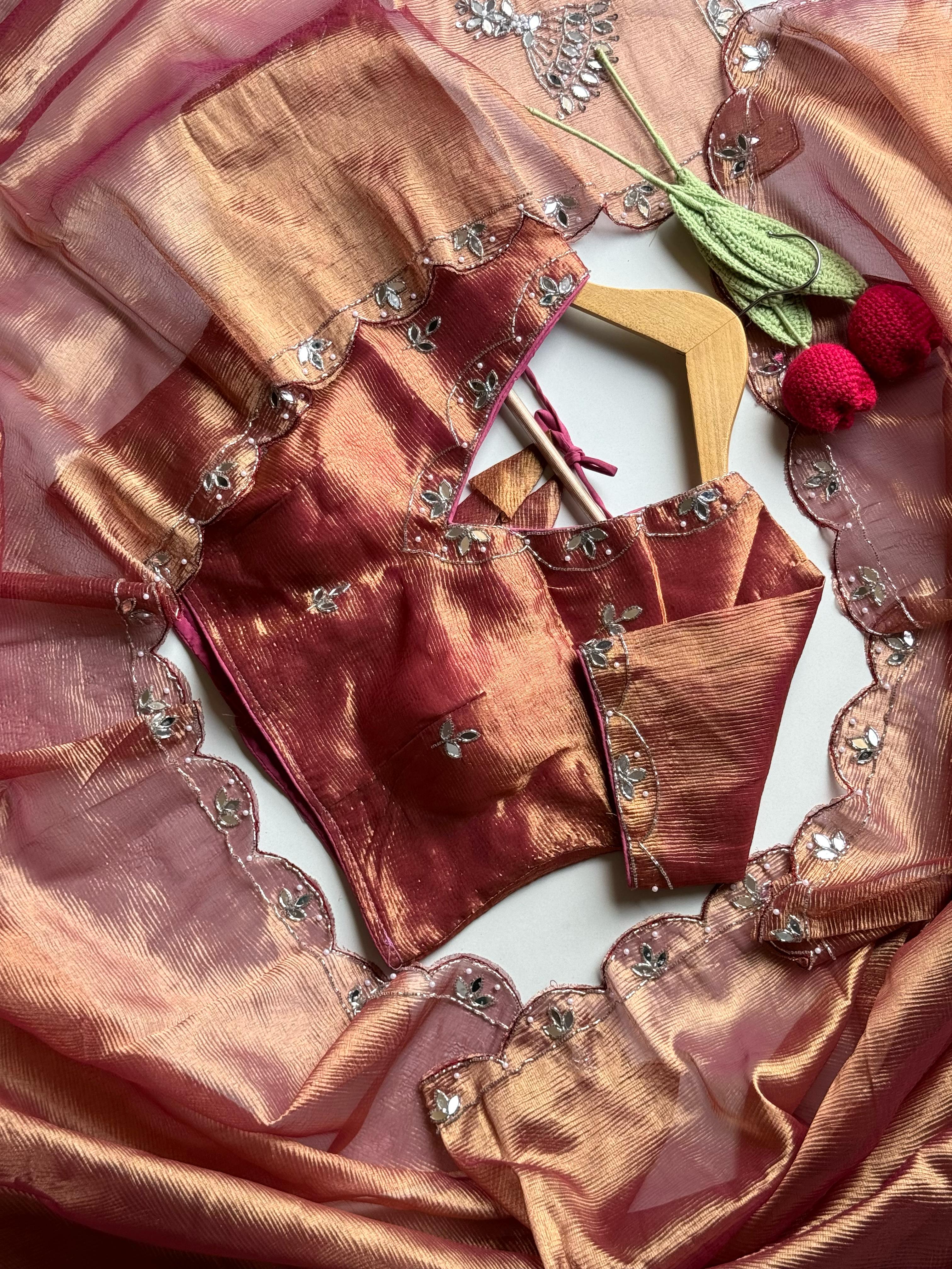 The Regalia Rust Orange Saree