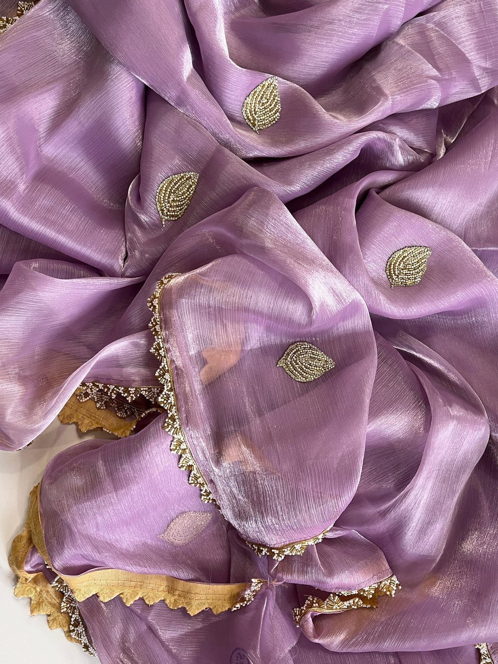 Jarkan Leaf Lavender Tissue Saree