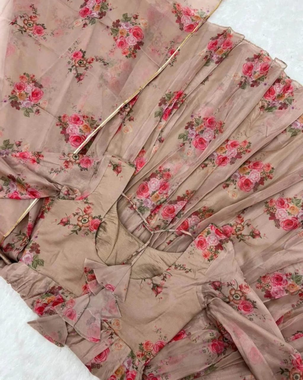 FLORAL ANARKALI DUPATTA SET