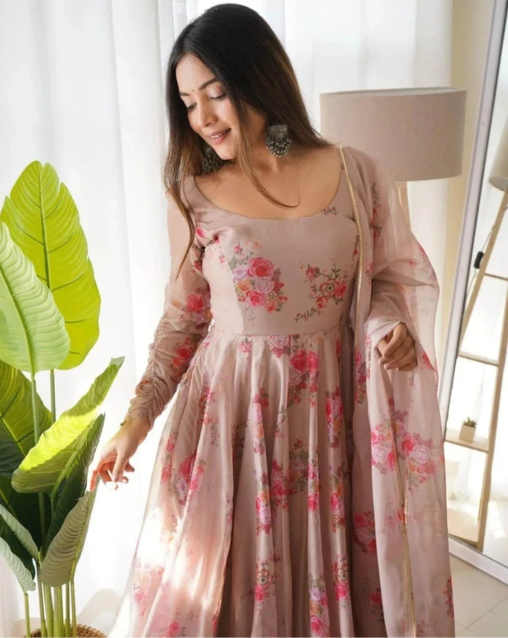 FLORAL ANARKALI DUPATTA SET