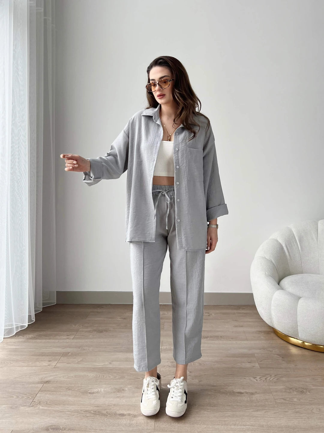 Short Leg Relax Fit Shirt Trouser Set