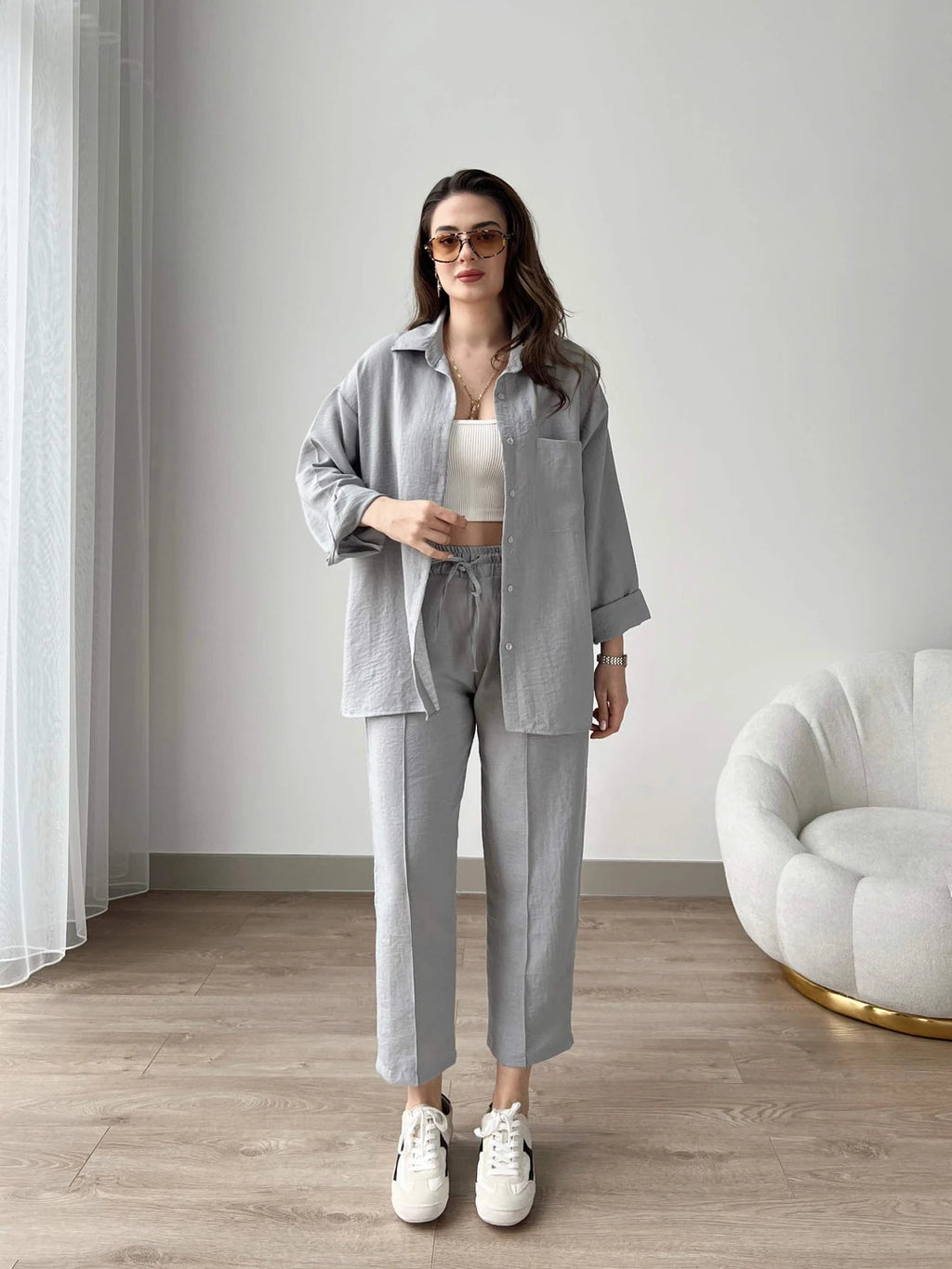 Short Leg Relax Fit Shirt Trouser Set