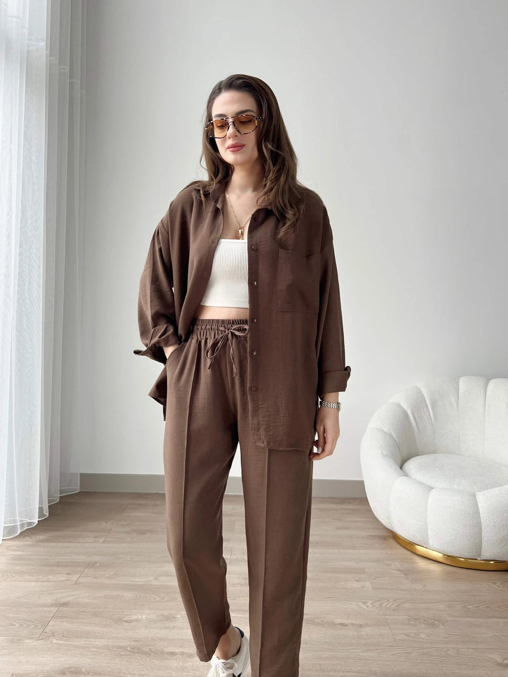 Short Leg Relax Fit Shirt Trouser Set