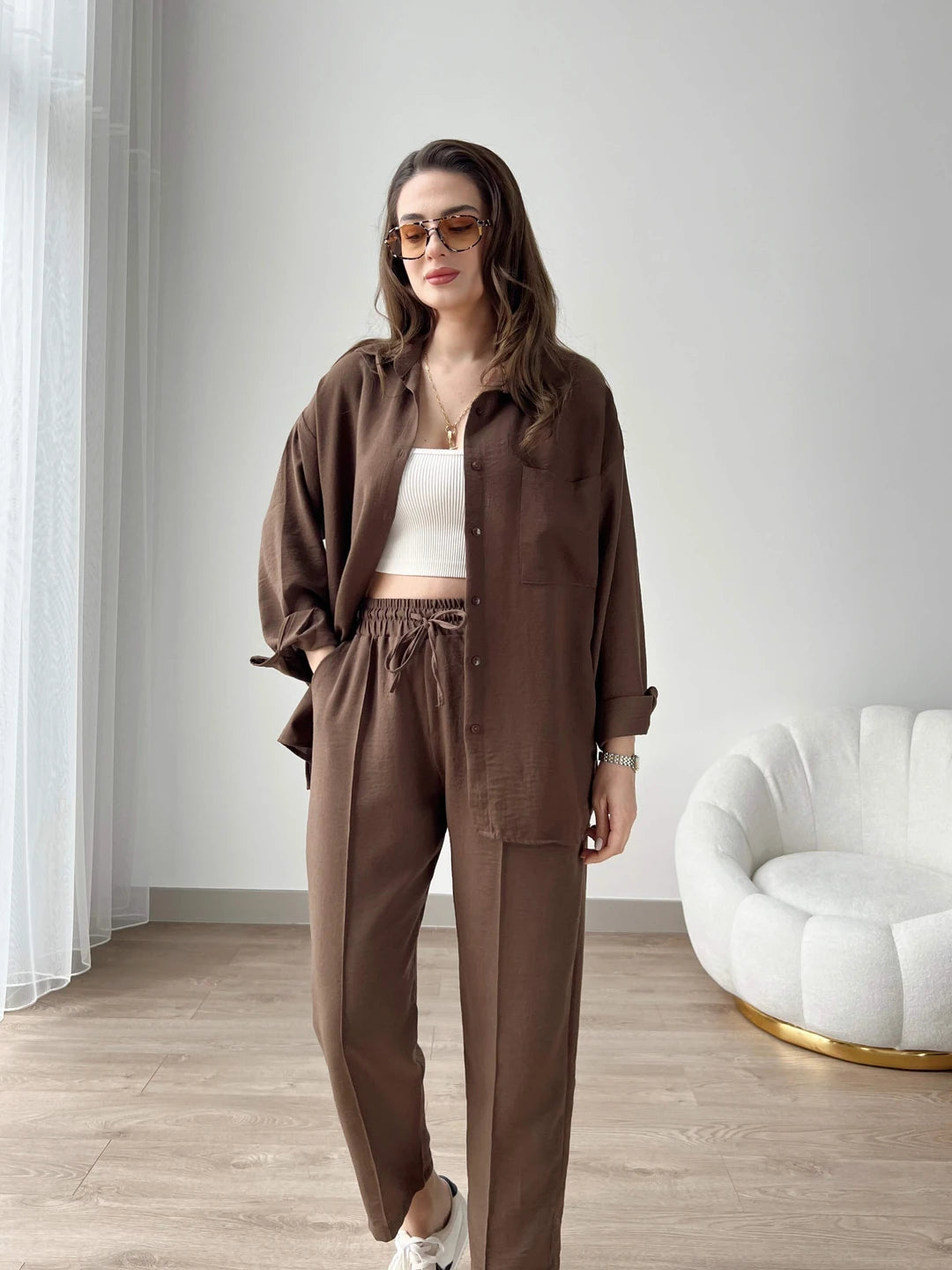 Short Leg Relax Fit Shirt Trouser Set