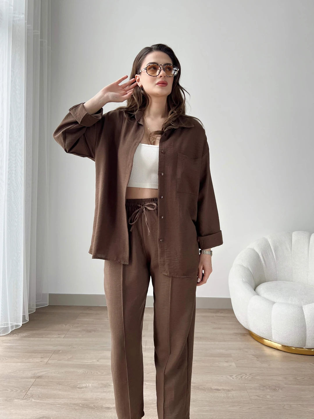 Short Leg Relax Fit Shirt Trouser Set