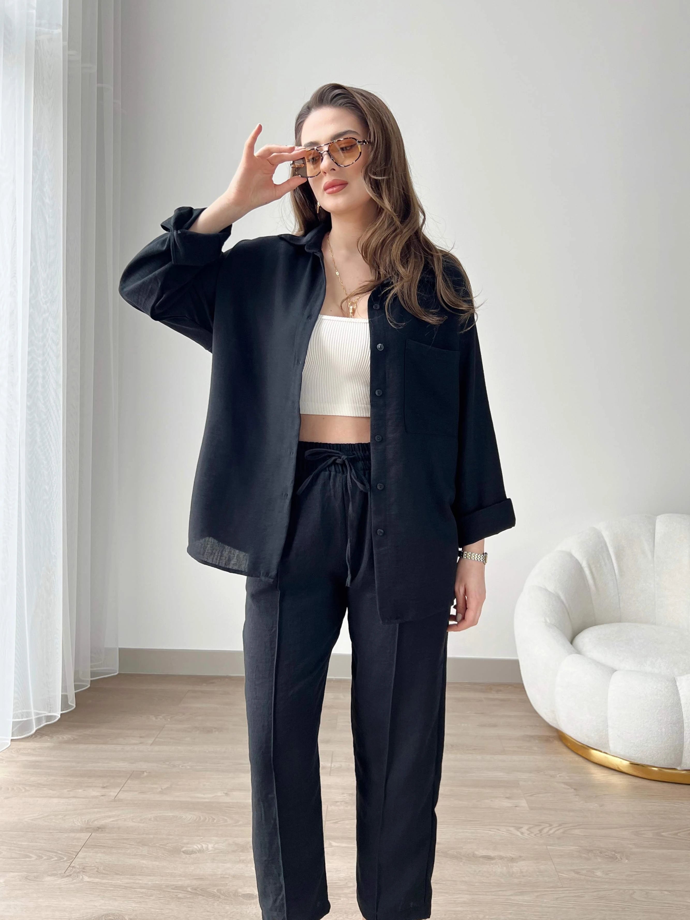 Short Leg Relax Fit Shirt Trouser Set