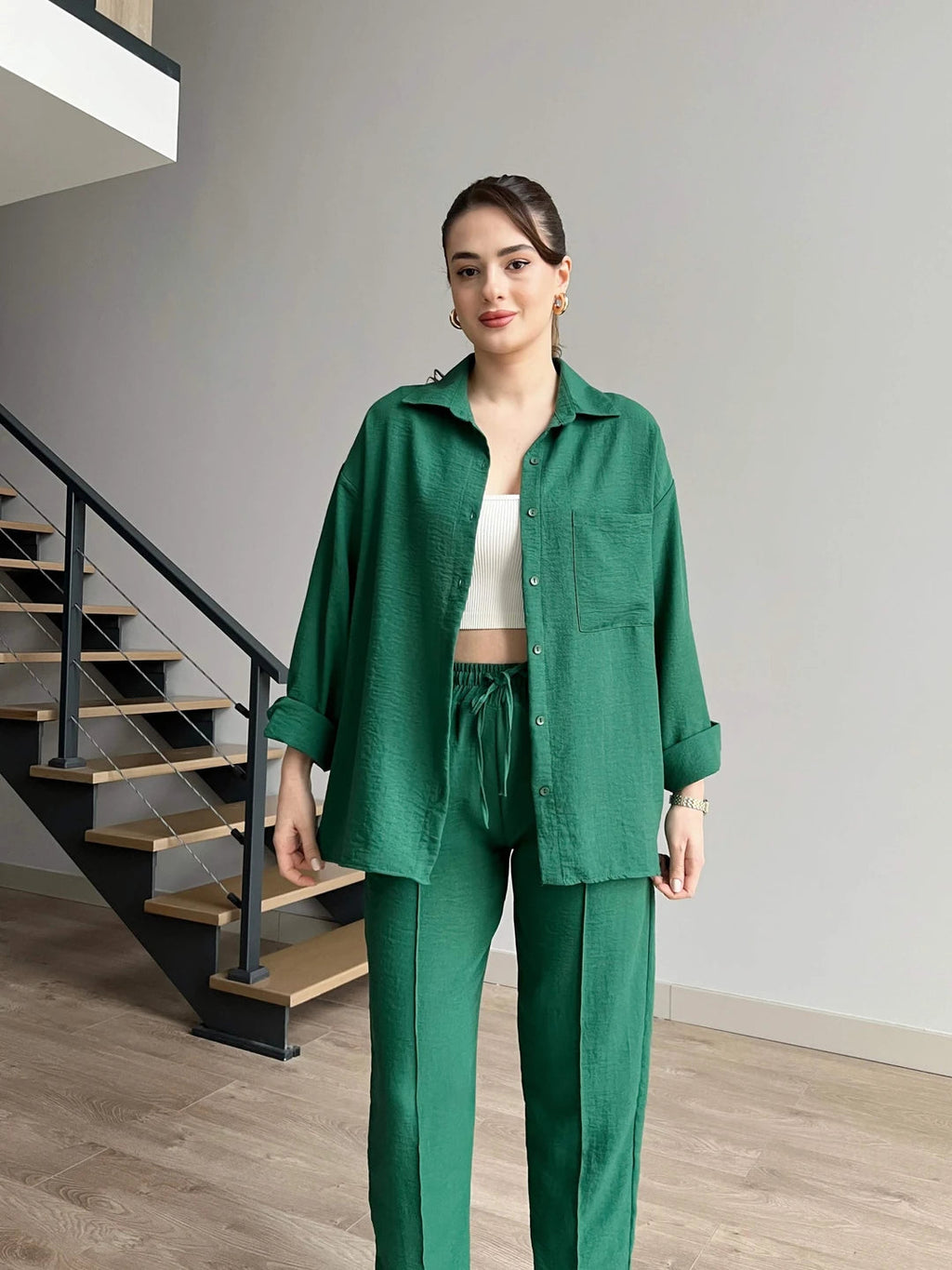 Short Leg Relax Fit Shirt Trouser Set