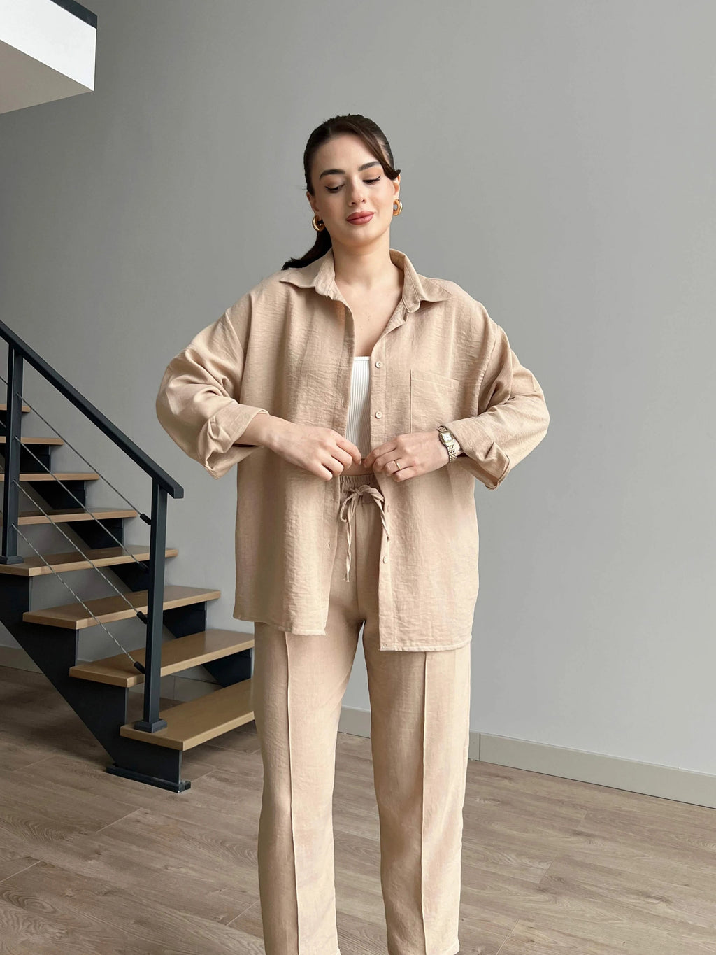 Short Leg Relax Fit Shirt Trouser Set