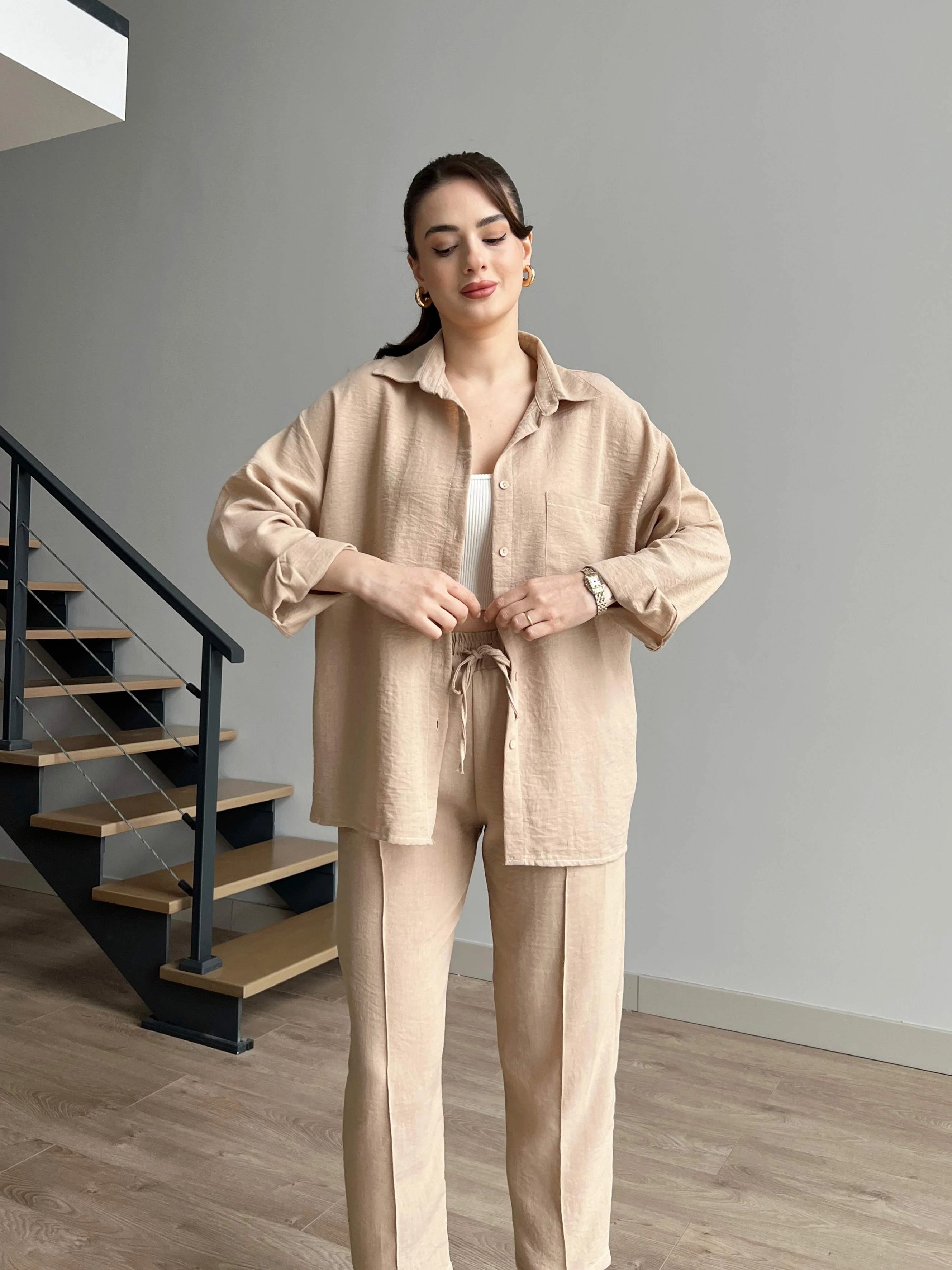 Short Leg Relax Fit Shirt Trouser Set