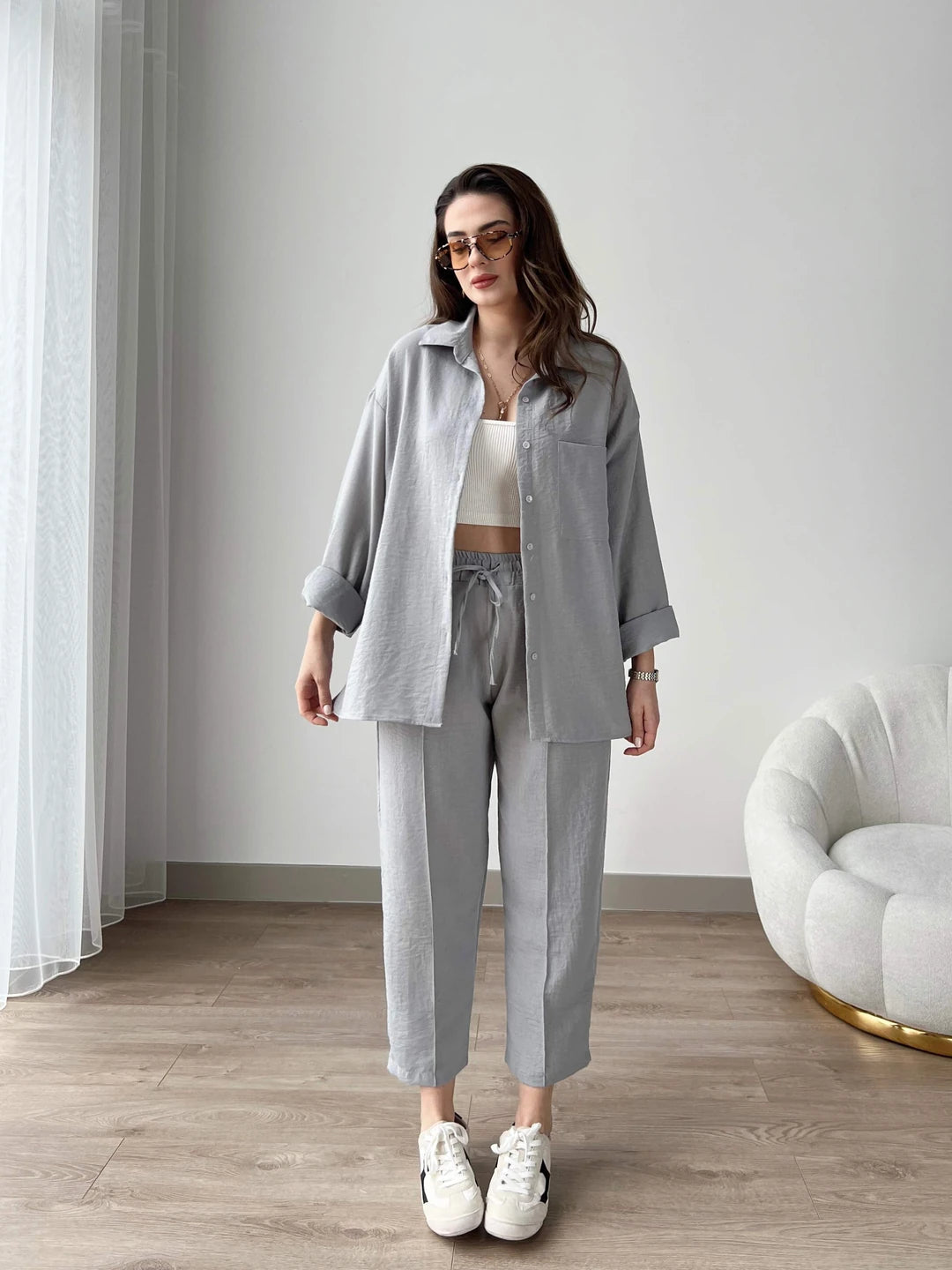 Short Leg Relax Fit Shirt Trouser Set