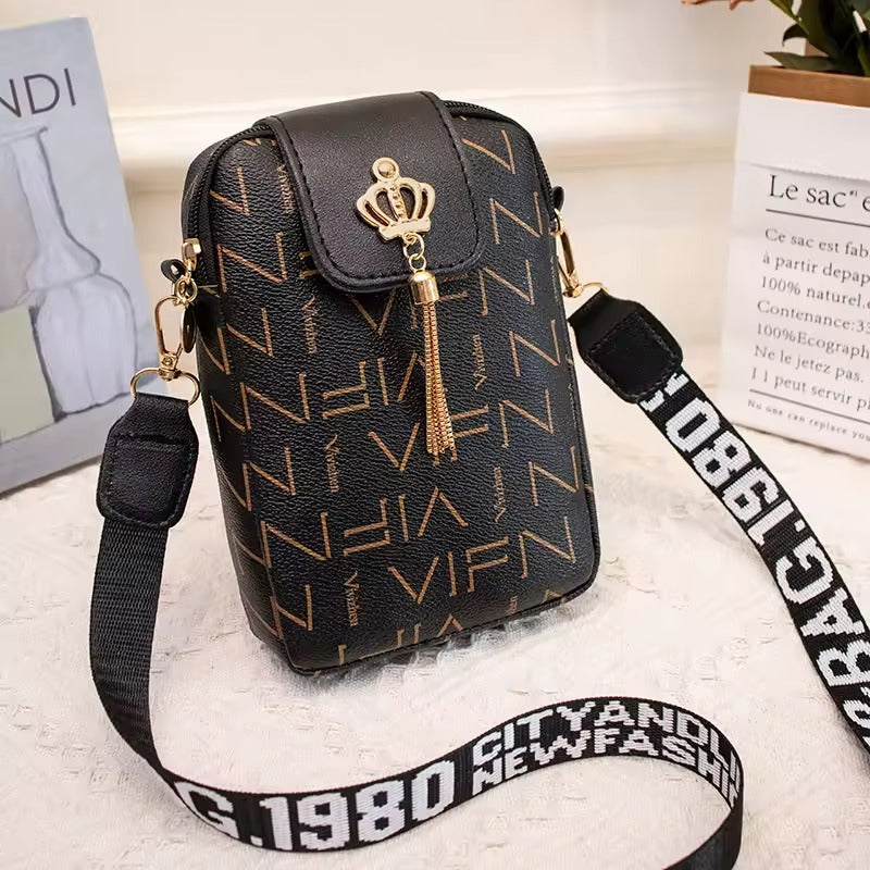 Ladies Women's Mini PU Leather Cross Body Messenger Bag Fashionable Geometric Pattern PU Leather
